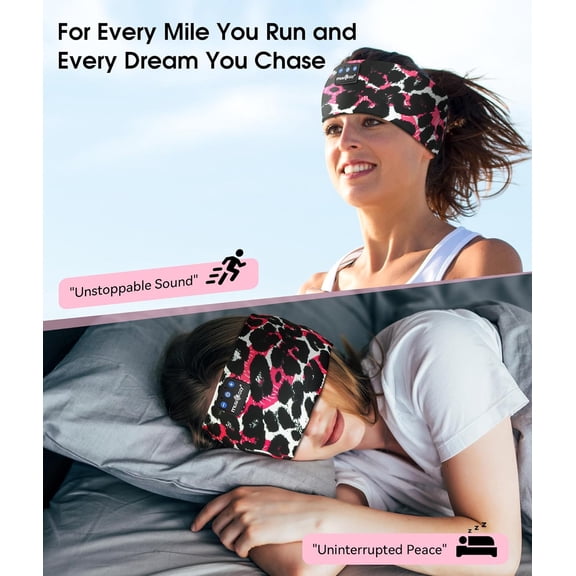 GVDCC -Sleep Headphones Bluetooth 5.4 Headband, Wireless Earphones Music Sleep Earbuds Sleeping Eye Mask with HD Stereo Speakers for Workout Running Travel Yoga, Ideal Gifts (Black Red Lip)