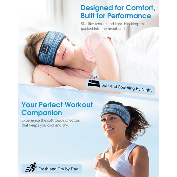 GVDCC -Sleep Headphones Bluetooth 5.4 Headband, Wireless Music Sleeping Mask Headphones Earbuds Earphones Sweatproof for Women Mom Sports Workout Running Jogging Yoga Cool Gadgets Unique Gifts