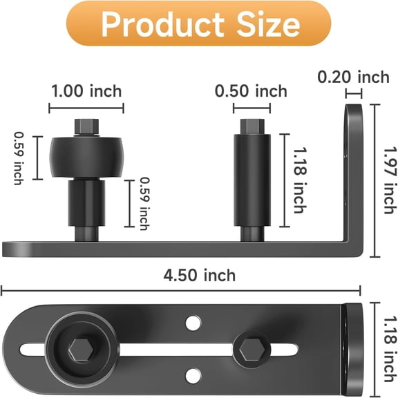 GVDCC-Sliding Barn Door Floor Guide, Adjustable Rollers Barn Door Hardware, Barn Door Rollers, Flush Flat Bottom Design, Rounded Edge Design