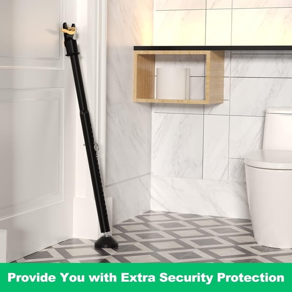 GVDCC-Sliding Glass Door Lock & Door Stoppers Security Bar Keep Your Home Security, Adjustable Jammer with Interchangeable Caps & Rubber Tips, Ideal for Home, Apartment and Travel Protection,Black 1P