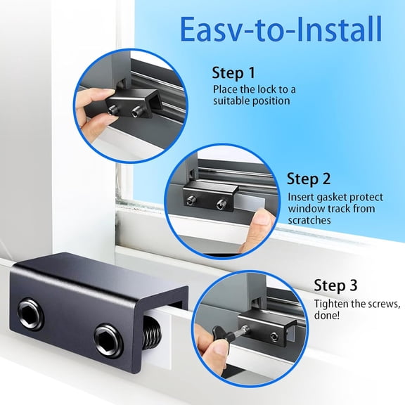 GVDCC-Sliding Window Locks (8 Sets), Security Window Locks with Keys, Adjustable Aluminum Sliding Window Stops, Easy Installation Without Drilling, for Vertical and Horizontal Sliding Windows