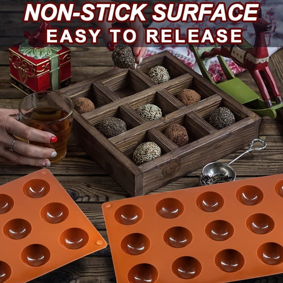 GVDCC-Small 15-Cavity Semi Sphere Silicone Molds Non-Stick,2 Packs Half Sphere Silicone Baking Molds for Making Jelly, Chocolates and Cake