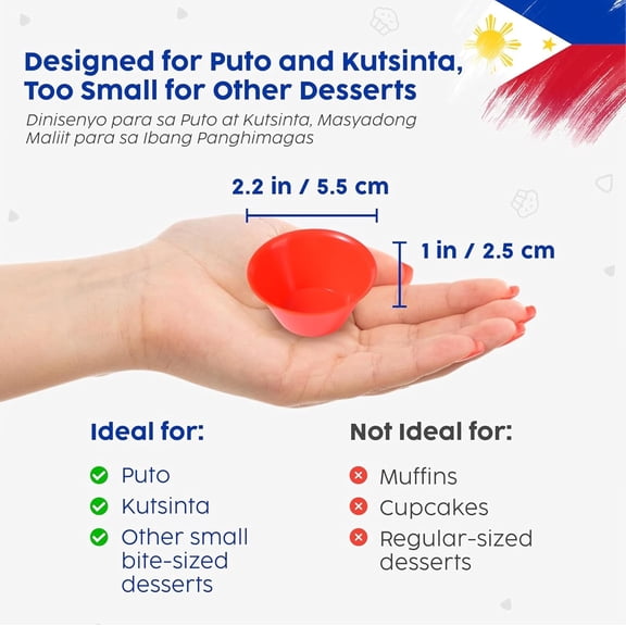 GVDCC-Small 24 Pcs Puto Molder Filipino (2.2" x 1") - Kutsinta Molder for Baking - Puto Mold Cups for Steamer Filipino - Filipino Plastic Molds for Traditional Desserts