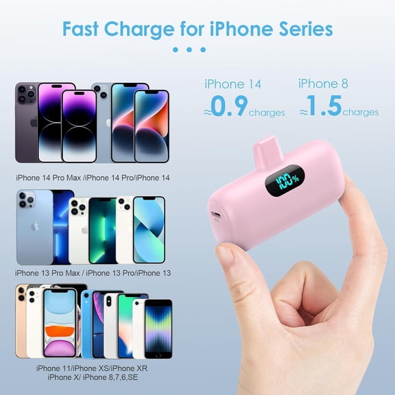 GVDCC-Small Portable Charger for iPhone 5000mAh, PD Fast Charging Power Bank,Mini Battery Pack Portable Phone Charger Travel Essentials for iPhone 14/14 Pro Max/13/13 Pro/12 Pro/11/XS/XR/X/8/7/6/SE S