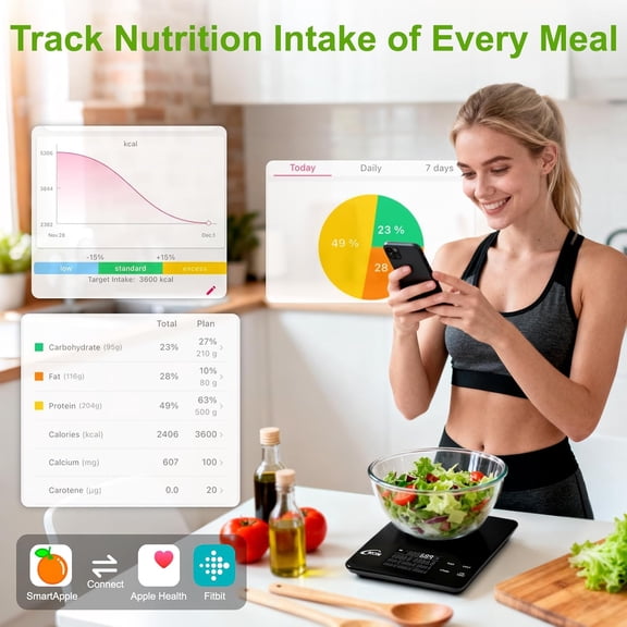 GVDCC-Smart Food Scale with 30 Nutritional Calculator, Coffee Timer Function APP, Track Calorie, Macro, Carb for Weight Loss Keto and Diabetic, Espresso Scale Weight Grams and Ounces 5 Unit 1g/0.05oz
