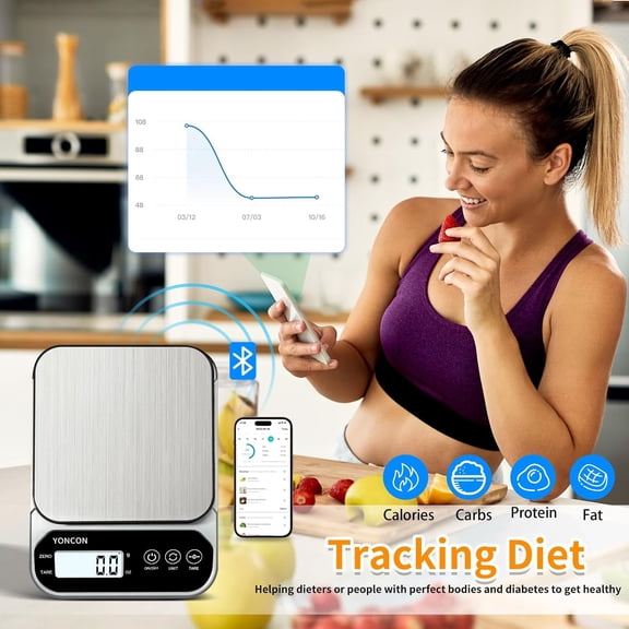GVDCC-Smart Food Scale Digital Weight Grams and Oz, 3kg/0.1g Kitchen Scale for Weight Loss, Cooking, Baking, Super Accurate, Easy to Clean and Store, Tare Function (Batteries Included)