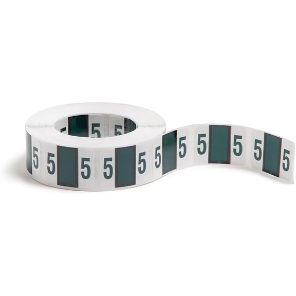 GVDCC-Smead BCCRN Bar-Style Color-Coded Numeric Label, 5, Label Roll, Dark Green, 500 Labels per Roll (67375)