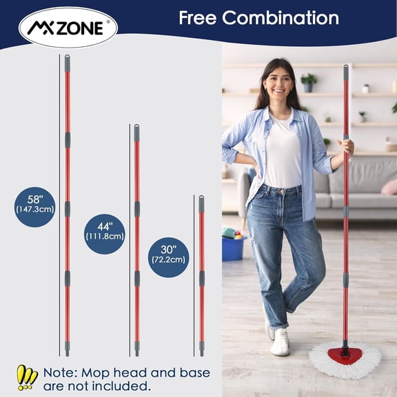 GVDCC-Spin Mop Handle Replacement Compatible with O Cedar Spin Mop and Bucket, 4-Section 30 to 58 Inchs Mop Replace Handle, Mop Stick for Floor Cleaning, Mop Head and Base not Include