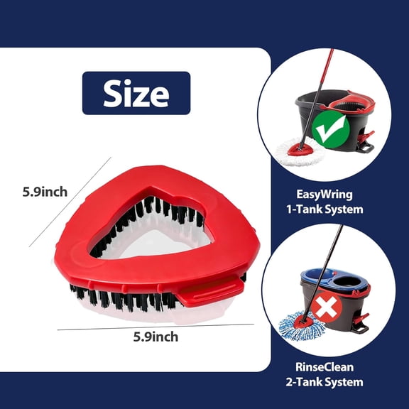 GVDCC-Spin Mop Scrub Brush Head Compatible with EasyWring 1-Tank System, 2 Pack Heavy Duty Deep Cleaning Scrubber Attachment for Tile, Tub, Bathroom & Kitchen Floor