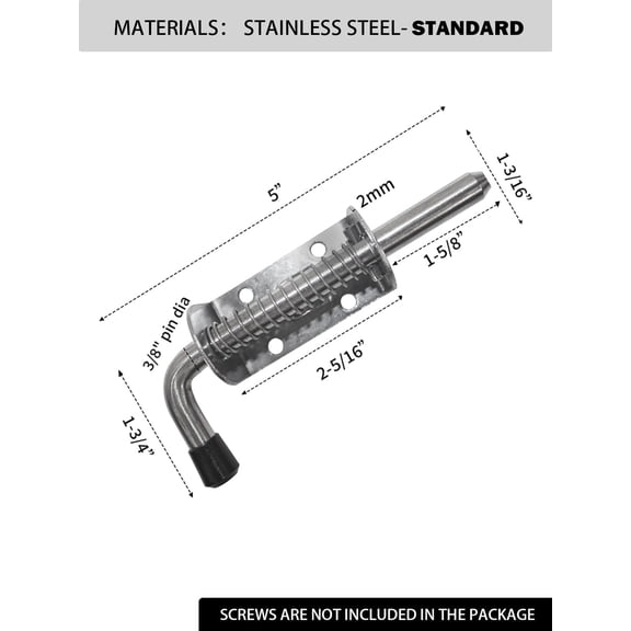 GVDCC-Spring Loaded Gate Latch Pin Barrel Bolt 5in Durable 304 Stainless Steel Heavy Duty - 2pcs