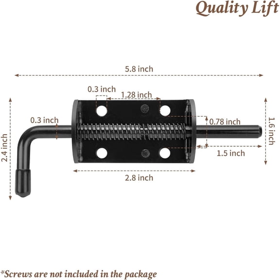 GVDCC-Spring Loaded Gate Latch Pin Barrel Bolt 6in Durable Solid Steel for Shed Doors Wood Metal Gate Black - 2pcs