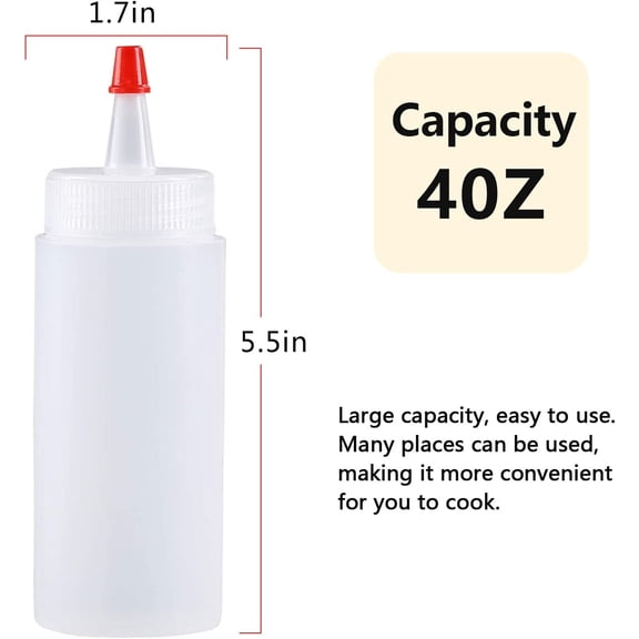 GVDCC-Squeeze Bottle, 30Pcs 4 Oz Premium Food Grade Plastic Bottles with Squeeze Top Caps Include 2 Labels and 1 Pen for Icing Cookie Decorating Sauces Condiments Arts Crafts BPA Free