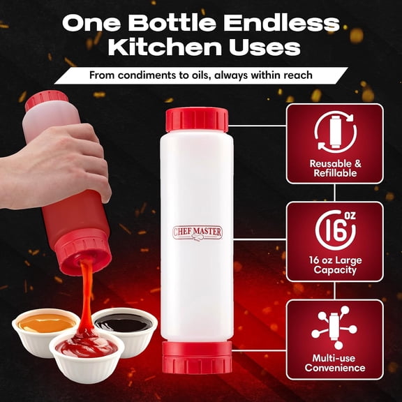 GVDCC-Squeeze Bottle for Sauces (16oz) - Inverted, FIFO Refillable Bottle - Condiment Squeeze Container for Liquids, Sauce, Batter & Dressing - Made for Restaurants, Diners & Food Trucks - 90290