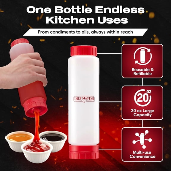GVDCC-Squeeze Bottle for Sauces (20oz) - Inverted, FIFO Refillable Bottle - Condiment Squeeze Container for Liquids, Sauce, Batter & Dressing - Made for Restaurants, Diners & Food Trucks - 90291