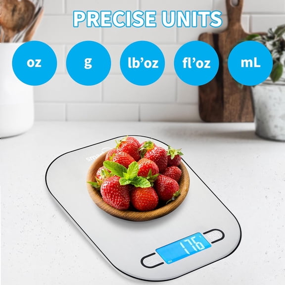 GVDCC-Stainless Steel Digital Kitchen Scale for Cooking, Weight Loss, Calorie Tracking, Baking, Food Portion Control, and Meal Prep - Accurate Measurements in Grams and Ounces
