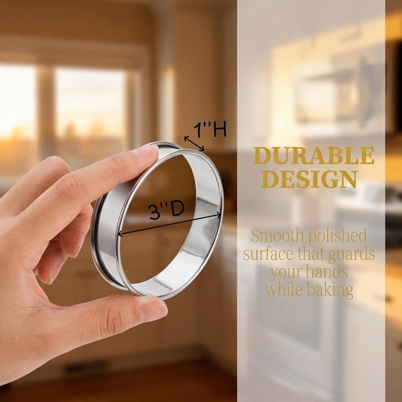 GVDCC-Stainless Steel English Muffin Rings, 3 Inch, 20 Pieces | Double Rolled Nonstick Muffin Tart Mold Crumpet Rings for Home Baking, Food Making