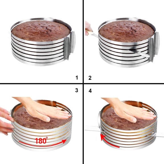 GVDCC-Stainless Steel Mousse Cake Rings 2 Pieces Cakes Slicer Adjustable Multilayer Circular Molding Plating Forming Round Pastry Rings, Set of 2 (10 to 12 + 6 to 8 x 3.2 H)