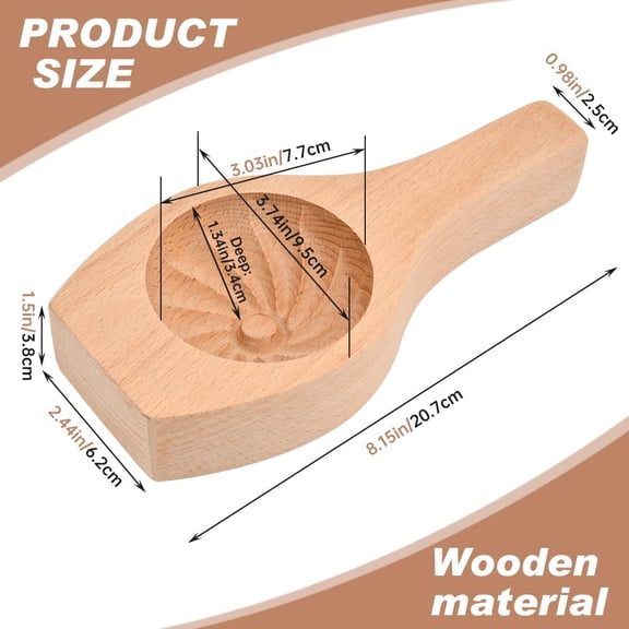 GVDCC-Steamed Bun Mol-d, Wooden DIY Bun and Mooncake Mol-d Filling Spoon Stuffed Bu-n Mol-d Kitchen Cooking Tool for Baozi,Dumpling,Pastry(COLOR:wood)