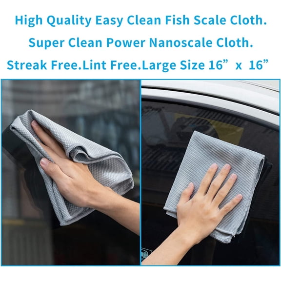 GVDCC-Streak Free Miracle Cleaning Cloths Easy Clean Nanoscale,Fish Scale Microfiber Window Mirror Glass Car Stainless Steel Cleaning,Lint Free Dish cloth Wine Glass Polishing Towel,Reusable,Pack 6,P
