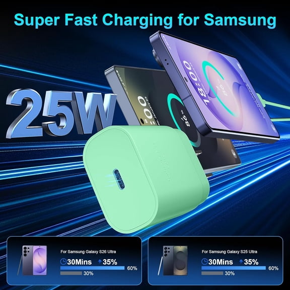 GVDCC -Super Fast Charger Type C, 25W USB C Wall Charger Fast Charging for Samsung Galaxy S26 Ultra/S26/S26+/S25 Ultra/S25/24 Ultra/S24/S23 Ultra/S22 Ultra with 10FT Long Android Type C Charger Cable