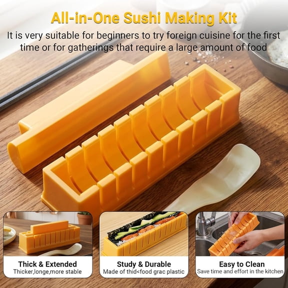 GVDCC-Sushi Maker, Round Sushi DIY Mold Set, Easy Sushi Making Kit for Beginners, Food Grade Sushi Rolling Tool, Quick Press Design for Home Kitchen, Family Dinner, Party & Daily Bento Making