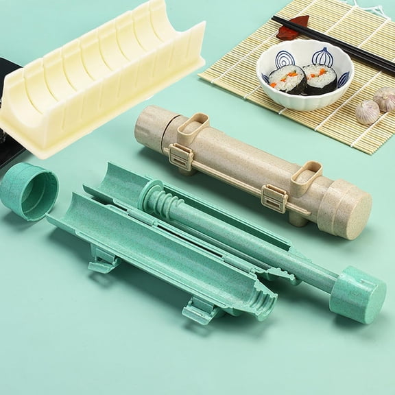 GVDCC-Sushi Making Kit with Bamboo Sushi Mat, Sushi Cutting Mold & Sushi Bazooka, Better Than Single Sushi Mats or Molds, Food-Grade, Beginner Friendly Sushi Maker Set for Perfect Homemade Maki Rolls