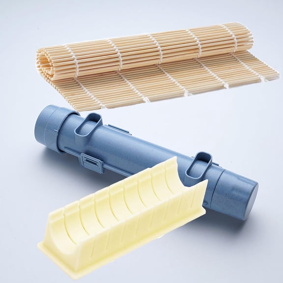 GVDCC-Sushi Making Kit with Bamboo Sushi Mat, Sushi Cutting Mold & Sushi Bazooka, Better Than Single Sushi Mats or Molds, Food-Grade, Beginner Friendly Sushi Maker Set for Perfect Homemade Maki Rolls