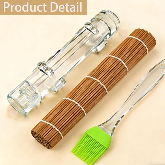 GVDCC-Sushi Making Kit Clear Sushi Bazooka Roller & Bamboo Sushi Rolling Mat, Easy DIY Sushi Maker Tool Set for Beginners, Homemade Sushi Rolls for Kitchen & Party (Clear)