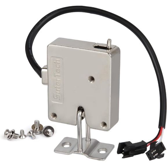 GVDCC-Sutertech 12V Electric Rotary Latch, 330lbs Holding Force Electromagnetic Solenoid Lock, Heavy Duty Carbon Steel Cabinet Latch with Manual Release for Smart Lockers, Vending Machines & Kiosks
