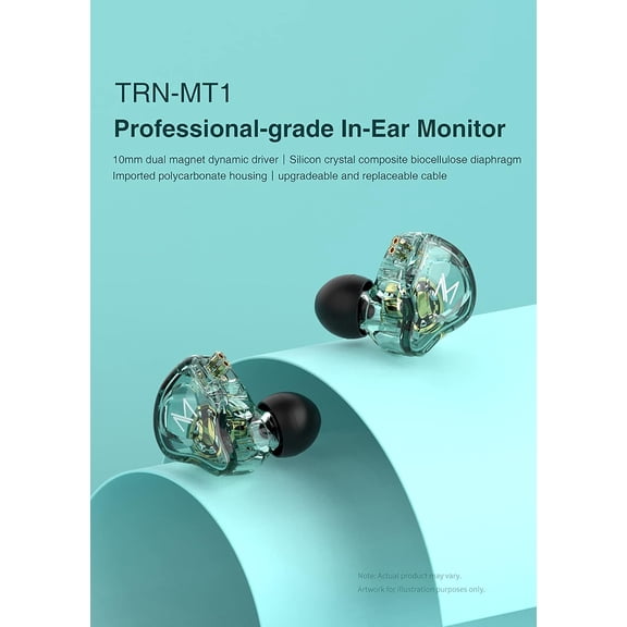 GVDCC -TRN MT1 HiFi Earbuds with 10mm Composite Magnetic Dynamic Driver, Transparent, Mic, Sport Running Earphones