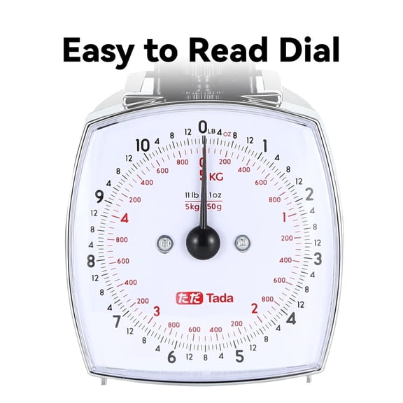 GVDCC-Tada 11lb Analog Food Scale Mechanical Dial Kitchen Scale, Removable Measuring Cup, Tare Function, Kitchen Friendly
