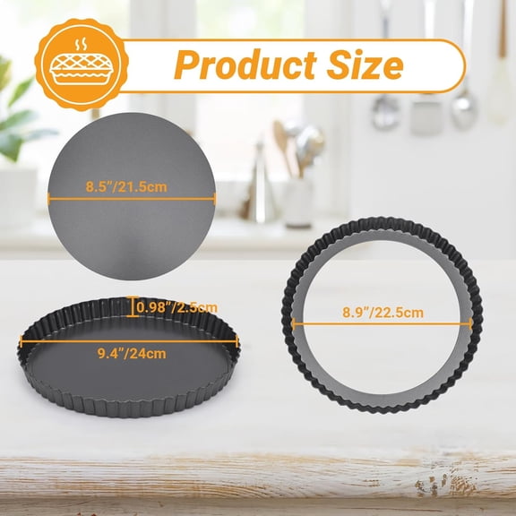GVDCC-Tart Pan 9 Inch Removable Bottom, Non Stick Tart Pan with Removable Bottom Round Pie Pan for Baking