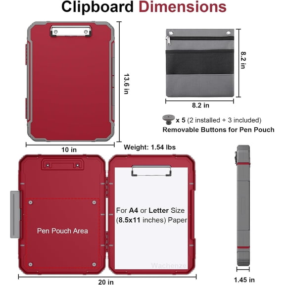 GVDCC-Thicker Clipboard with Storage, Internal Pen Pouch Included, A4 / Letter Size, Reinforced Contractor Clipboard Attached Capacity, Durable Sturdy Clip Boards 8.5x11 with Dual Clip for Outdoor