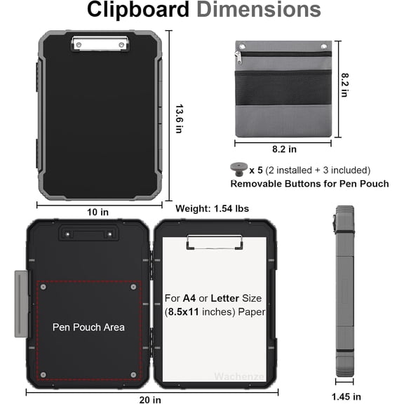 GVDCC-Thicker Clipboard with Storage, Internal Pen Pouch Included, A4 / Letter Size, Toughest Plastic Contractor Clip Boards 8.5x11, High Capacity Clipboards Box Case for Contractor Trucker Driver
