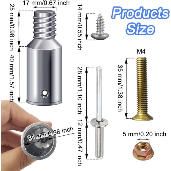 GVDCC-Threaded Tip Replacement Ultra Threaded Tip Repair Kit Aluminum Extension Pole End Adapter Metal Handle Tips for 1 Inch Wood Metal Pole Stick Mop Broom Brush (4 Pack)