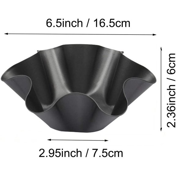 GVDCC-Tortilla Pan Set - 6 Pack Carbon Steel Non-Stick Taco Salad Bowl Tortilla Shell Maker Black Baking Pans with a Silicone Potholder and a Basting Brush (Small)