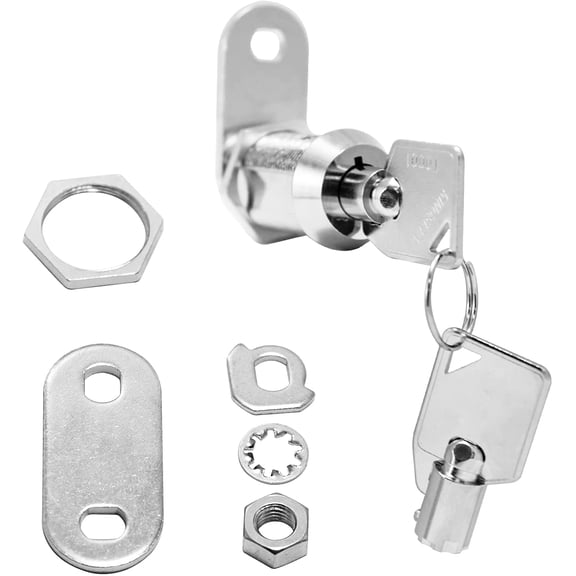 GVDCC-Tubular Cam Lock With 7/8" Cylinder-Chrome Finish, Keyed Alike, RV Replacement, Camper, Cabinet, ATM, Vending Machine, Tool Box, File Cabinet, Arcade Lock