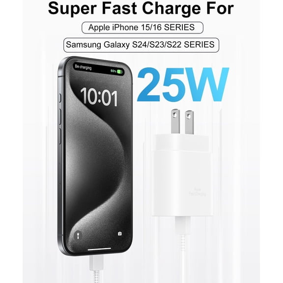 GVDCC -Type C Charger Fast Charging, 2Pack [10FT&6FT] Long USB C Cable with 25W Phone Super Fast Charger Block Compatible with Galaxy S25/S24/Plus/Ultra,iPhone 15/16/17/Air/Plus/Pro Max