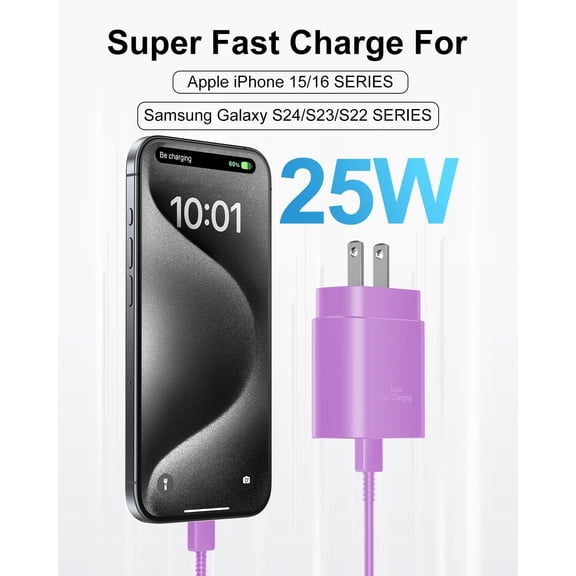 GVDCC -Type C Charger Fast Charging, 2Pack [10FT&6FT] Long USB C Cable with 25W Phone Super Fast Charger Block Compatible with Galaxy S25/S24/Plus/Ultra,iPhone 15/16/17/Air/Plus/Pro Max