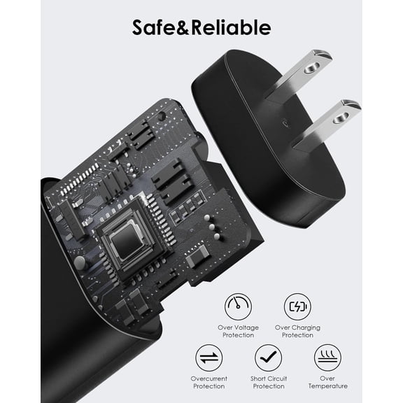 GVDCC -USB C Charger, 2 Pack 25W Type C Charger Fast Charging with USBC Chargers Cable 6 FT Android Phone Charge for Galaxy S25/ /S24/S23+/S22/S21/S20/Phone 17 16 15 Pro Max 16 15 Plus-Black