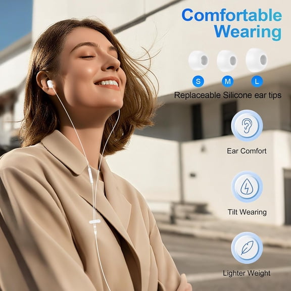 GVDCC -USB C Ear Buds Wired for iPhone 17/17 Pro Max/16e/16/16 ProMax/16Plus/15 Pro, iPhone Headphones Wired Type C in-Ear Samsung USB C Earphones Wired with Mic & Noise Cancelling for Samsung S25/S2