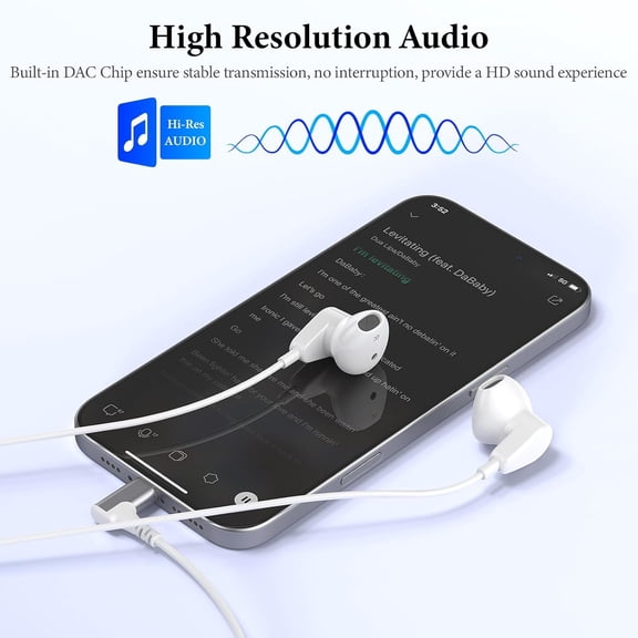 GVDCC -USB C Headphones with Mic Volume Control for iPhone 17 16 15 Pro Max | 90 Right Angle USB C Wired Earbuds, HiFi Stereo Type C Earphones for Samsung S25/S26/S24/S23/S22 iPad Pixel 10 9 8 7