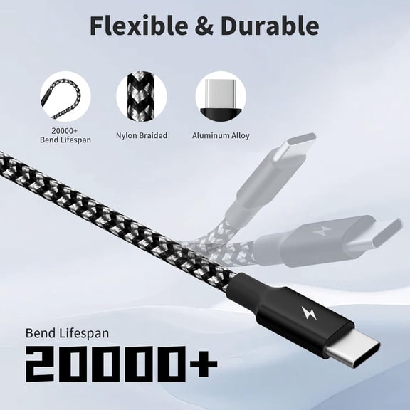 GVDCC -USB C Splitter Multi Charging Cable 3Pack, Dual Type C Charger Cord,4 in 1 Multiple Nylon Braided Cable with 4 Type-C Connectors Compatible with iPhone 17 16 Pro Max/Galaxy/Tablets/Google 5FT