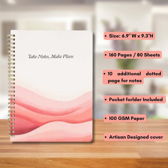 GVDCC-Undated Daily Planner for Women, Aesthetic Modern Spiral Planner with Hourly Schedule, To-Do List & Pages for Notes, 170 Pages, 6.9" x 9.3", Pocket Folder Included