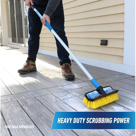 GVDCC-Unger Professional HydroPower Lock-On 10 Bi-Level Scrub Brush, Cleaning Supplies, Scrubber Tool, Compatible with Waterflow Poles, Use in Garage, Driveway, Deck, Concrete, Cement, and Brick