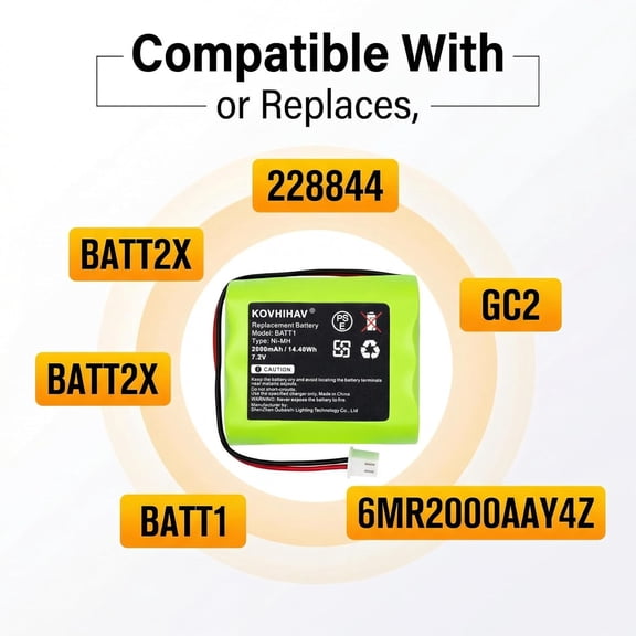 GVDCC-Updated 7.2v 2000mah ni-mh Battery Pack 228844 Control Panel Security System Alarm Battery for BATT1X BATT2X 6MR2000AAY4Z 10-000009-001 10-000013-001 PERS-4200