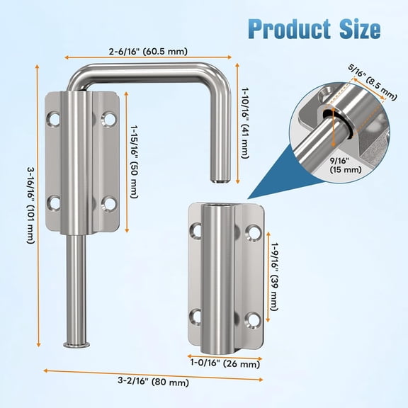 GVDCC-Updated Home Security Patio Sliding Door Loop Lock - 90/180 Degree Stainless Steel U Sliding Door Lock Latch for Barn, Garden, Fence Gate, Window - Sturdy and Long-Lasting (Silver-1 Pc)