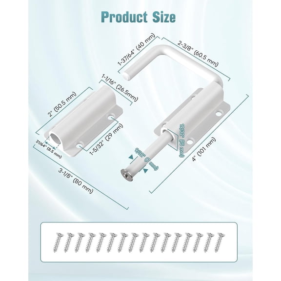 GVDCC-Updated U Patio Sliding Door Loop Lock Latch - 90/180 Degree Aluminum Alloy Security Bolt Lock for Barn, Garden, Fence Gate, Window - Multi-Angle Mounting (White-1 PC)