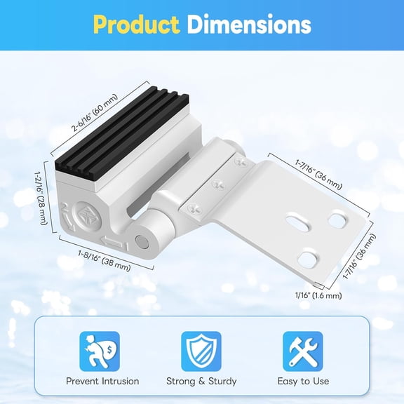 GVDCC-Upgraded Aluminum Alloy Door Reinforcement Lock - Home Security Flip Deadbolt Door Latch with Screws - Withstands 800 lbs, Fits Inward Swinging Apartment, Bedroom (White-1 Pc)