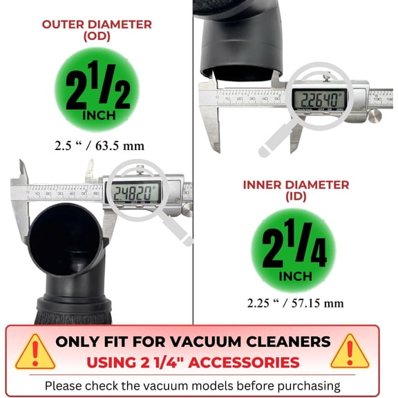 GVDCC-Vacuum Accessories & Attachments for Shop Vac 2-1/2'' - Vacuum Dust Brush & Extension Wand Compatible with Vacuums Using 2-1/4'' Inner Diameter Accessories (Horsehair, 2-1/4'')